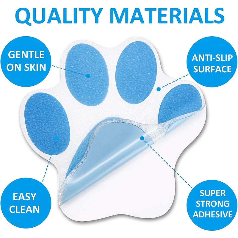 Mudder 20 Pieces Non-slip Bathtub Stickers Adhesive Paw Print Bath Treads Non Slip Traction to Tubs Bathtub Stickers Adhesive Decals Anti-slip Appliques for Bath Tub Showers, Pools, Boats, Stairs (Blue) - Image 3